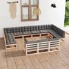 vidaXL Garden Lounge Set Pinewood with Gray Cushions