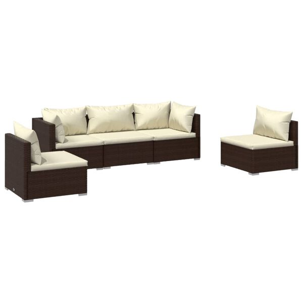 vidaXL Garden Lounge Set Brown PE rattan Medium Modular