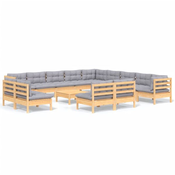 vidaXL Garden Lounge Set Grey Solid pinewood Standard lounge set size