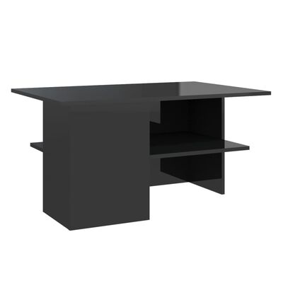 vidaXL Coffee Table High Gloss Black 35.4"x23.6"x18.3" Engineered Wood