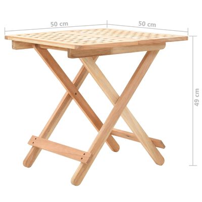 vidaXL Foldable Side Table Solid Walnut Wood 19.7"x19.7"x19.3"
