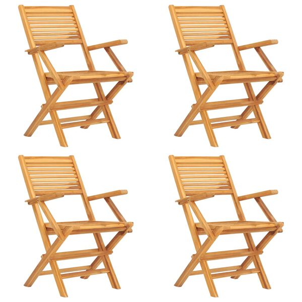vidaXL Garden Dining Set Natural Teak Solid Teak Wood Medium Foldable