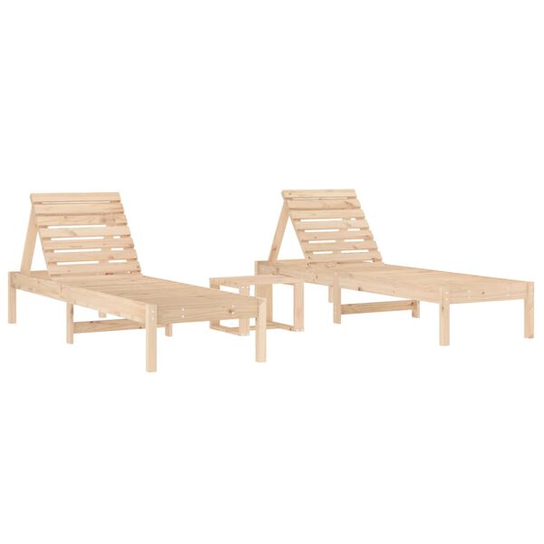 vidaXL Sun Lounger Set of 2 Natural Pine Solid pine wood (untreated)