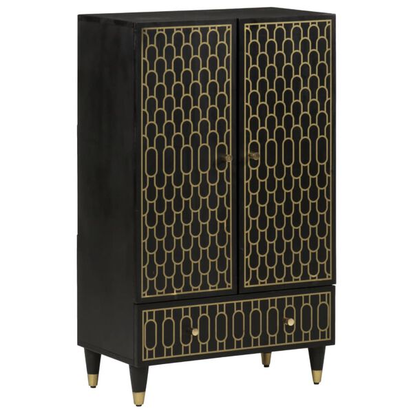 vidaXL Highboard Black Solid Mango Wood Medium Highboard Rectangular