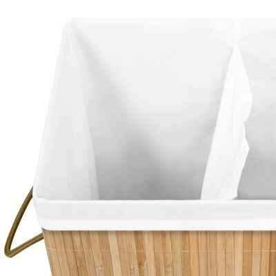 vidaXL Bamboo Laundry Basket with 2 Sections 19 gal