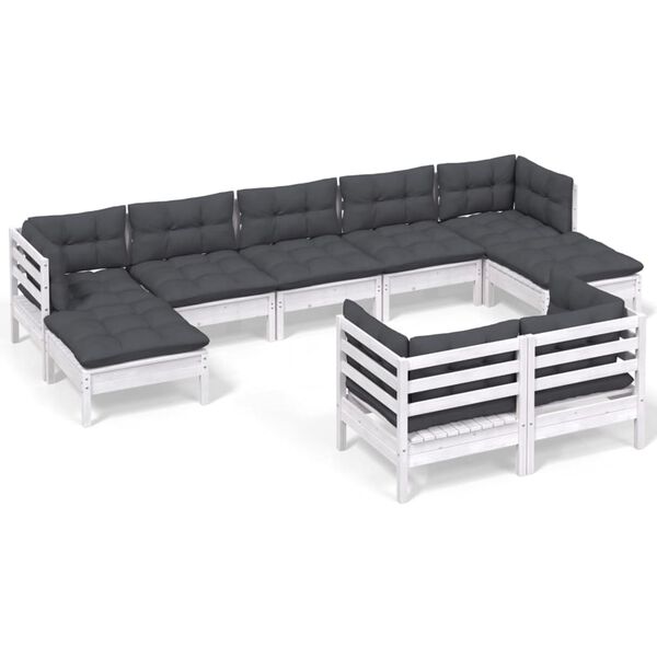 vidaXL Garden Lounge Set White, Anthracite