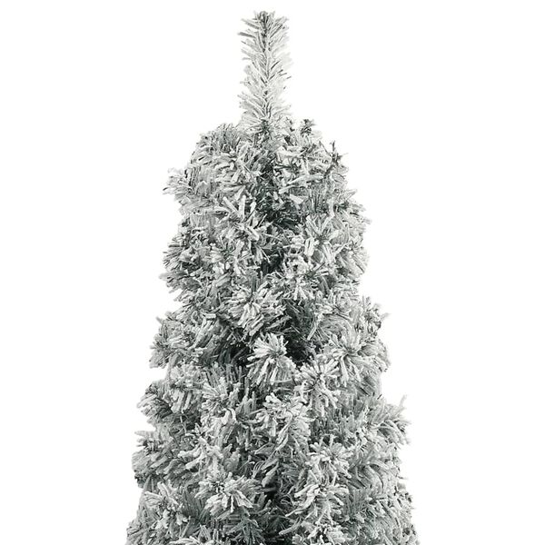 vidaXL Slim Christmas Tree Green and white PVC, metal Slim