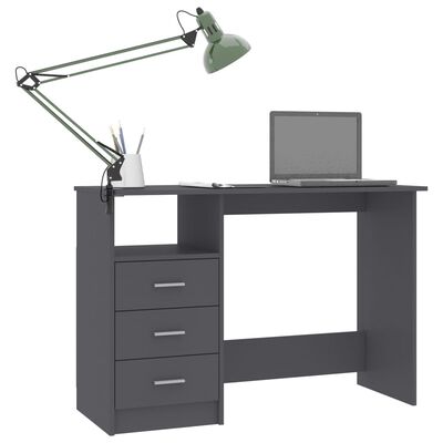 vidaXL Desk with Drawers Gray 43.3"x19.7"x29.9" Engineered Wood