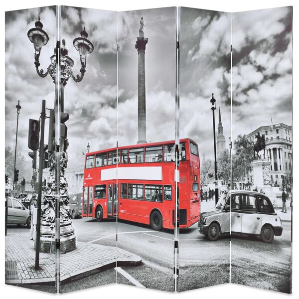 vidaXL Folding Room Divider 78.7x66.9" London Bus Black and White