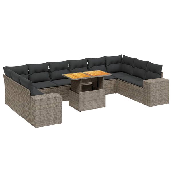 vidaXL Garden Sofa Set Grey PE rattan Large Modular Garden Sofa Set