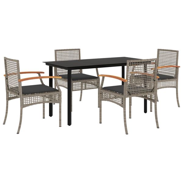 vidaXL Garden Dining Set Grey PE rattan Medium UV-resistant materials