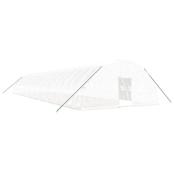 vidaXL Greenhouse White Polyethylene, Galvanized Steel Large Expandable