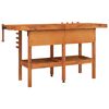 vidaXL Workbench with Drawers and Vices 63.8"x24.4"x32.7" Solid Wood Acacia