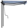 vidaXL Retractable Awning Blue and White Aluminum, Iron, Polyester Large