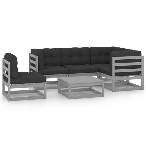 vidaXL Garden Lounge Set Gray Solid pinewood Modular Garden Lounge Set