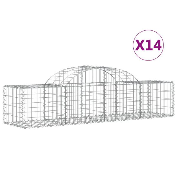 vidaXL Gabion Basket Set of 14 Silver Galvanized Iron