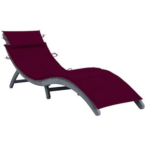 vidaXL Sun Lounger with Cushion Gray Solid Acacia Wood