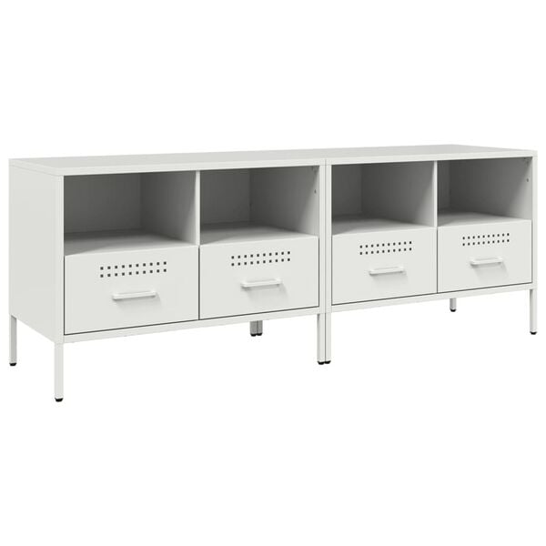 vidaXL TV Cabinet Set of 2 White Cold-rolled steel Standard TV Cabinet