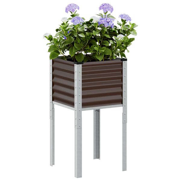vidaXL Garden Planter Brown Steel Medium Garden Planter Square