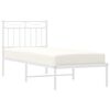 vidaXL Bed Frame White Powder-Coated Steel Twin Modern Bed Frame