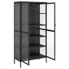 vidaXL Highboard Black Powder-coated steel, ribbed glass Large Highboard