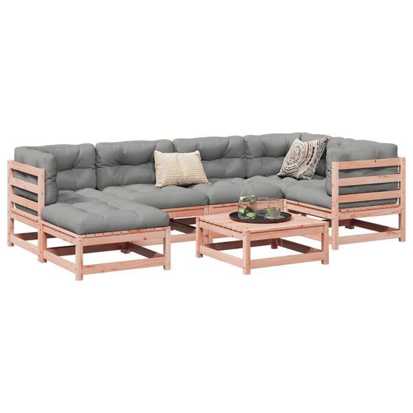 vidaXL Garden Sofa Set Grey Douglas fir wood Modular Garden Sofa Set