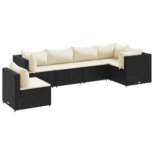 vidaXL Patio Lounge Set Black Poly Rattan Large Adjustable Feet