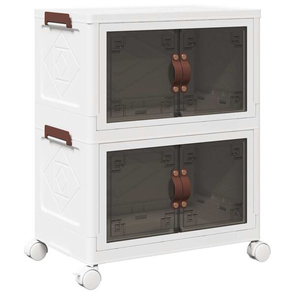 vidaXL Stackable Storage Box with Wheels 2-Tier 7.4 gal 19.1x11.6x23.4"