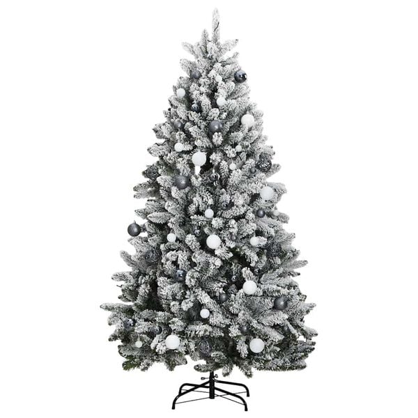 vidaXL Faux Hinged Christmas Tree Green and white