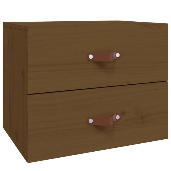 vidaXL Wall-mounted Bedside Cabinet Honey brown Solid pine wood Medium