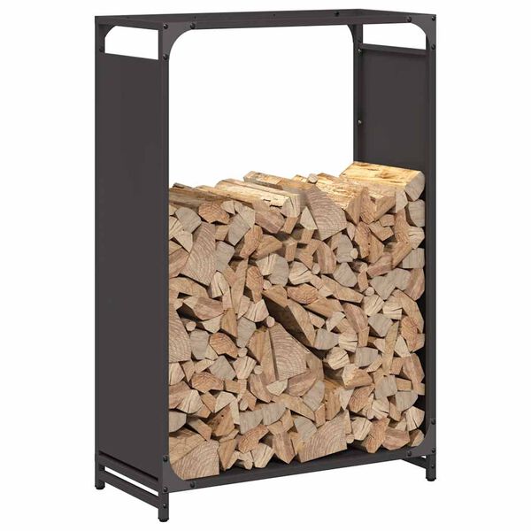 vidaXL Firewood Rack Black 23.6x11.0x35.4" Cold-rolled steel