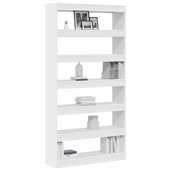 vidaXL Book Cabinet White 39.37 x 11.81 x 77.95 in Engineered Wood