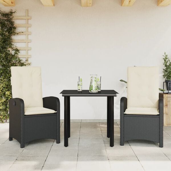 vidaXL Patio Dining Set Set of 4 Black and Cream White