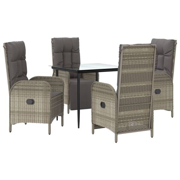 vidaXL Garden Dining Set Black and Grey