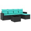 vidaXL 6 Piece Patio Sofa Set with Cushions Black Poly Rattan
