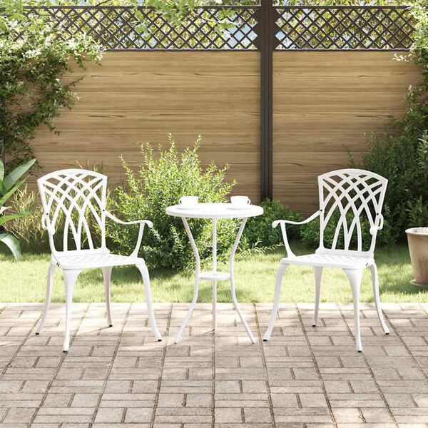 vidaXL Garden Chair 2 pcs White 55 x 56.5 x 91cm Aluminium
