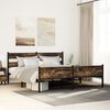 vidaXL Bed Frame Smoked oak Steel, engineered wood 79 x 79 in Bed Frame