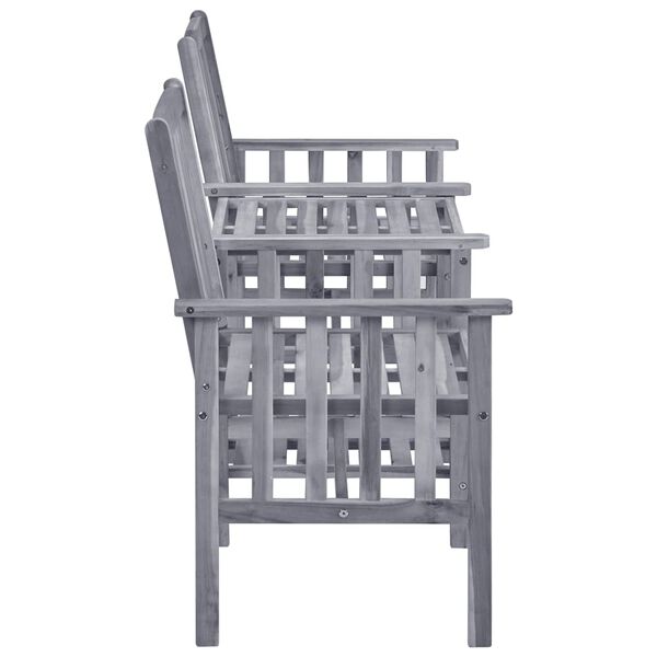 vidaXL Patio Chair With Tea Table Grey Solid Acacia wood, 100% polyester
