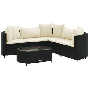 vidaXL Patio Sofa Set Set of 5 Black PE rattan 6 Piece Set