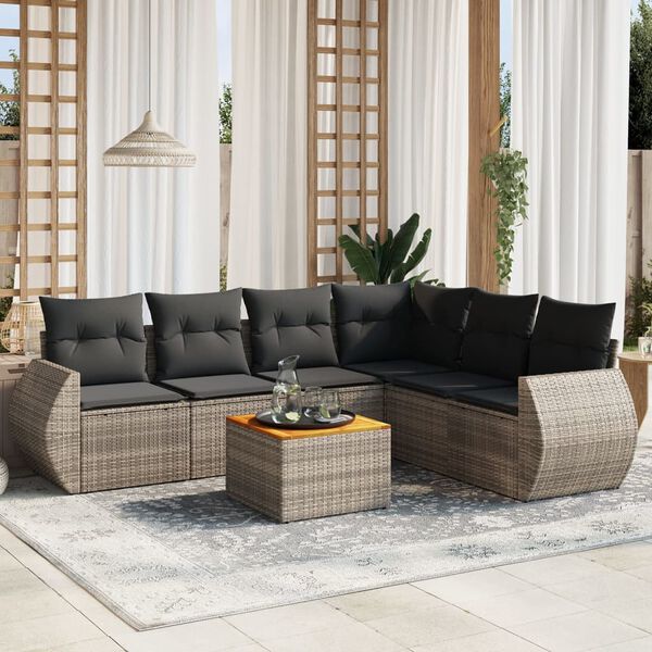 vidaXL Garden Sofa Set Grey, Dark Grey