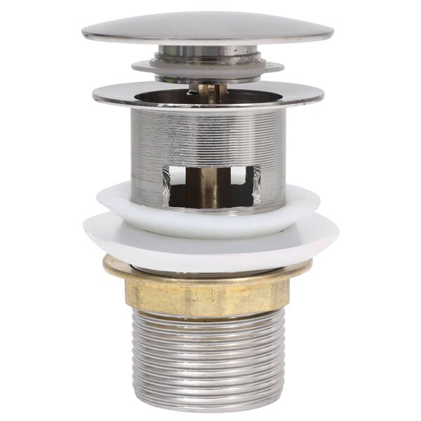 vidaXL Push Drain with Overflow Function Silver 2.5x2.5x3.6"