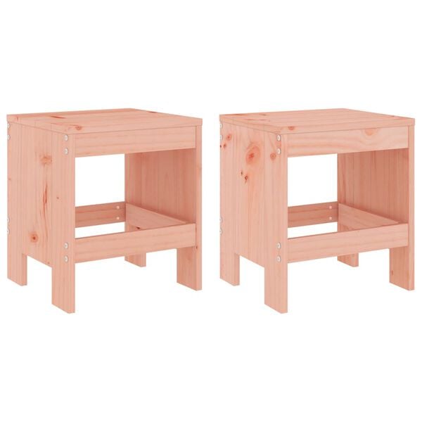 vidaXL Garden Stool Set of 2 Natural wood Solid Douglas wood Standard