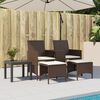 vidaXL Patio Sofa 2-Seater with Table and Stools Brown Poly Rattan