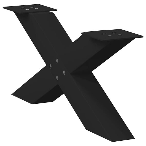 vidaXL Coffee Table Leg Set of 2 Black Powder-Coated Steel