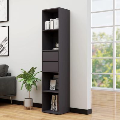 vidaXL Book Cabinet Gray 14.2"x11.8"x67.3" Engineered Wood