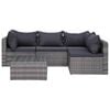 vidaXL Garden Lounge Set Grey PE rattan, Powder-coated steel, Glass