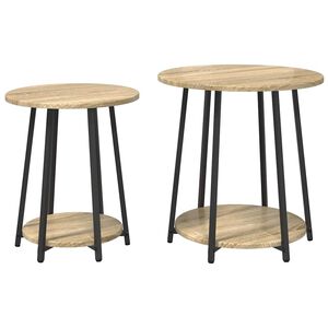 vidaXL Side Table Set 2 pcs Sonoma oak and Black 50 x 50 x 51 cm