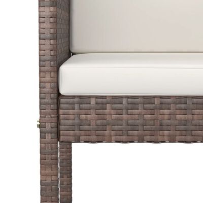 vidaXL 3 Piece Patio Bar Set with Cushions Poly Rattan Brown