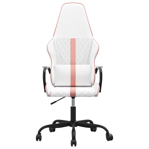 vidaXL Gaming Chair White and Pink PVC, Cotton, Polyester, Metal, Plywood