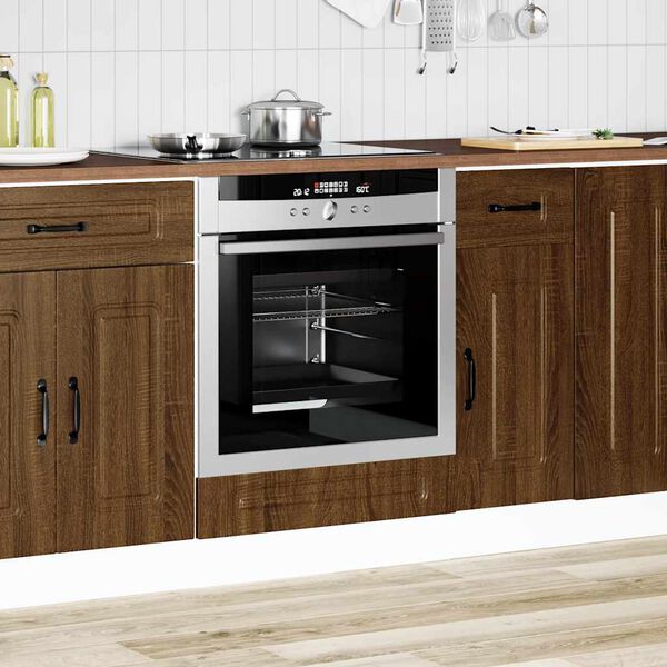 vidaXL Oven Cabinet Brown Oak Engineered Wood Compact Adjustable Feet